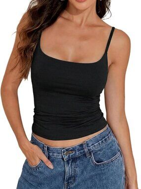 Cotton Cami Top with Built-in Shelf Bra | Unpadded Crop Tank for Women